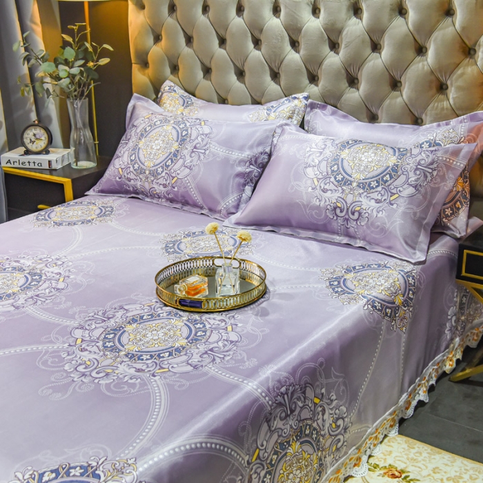 91家纺网 家纺一手货源 找家纺 ds生活馆 2022新款欧式蕾丝花边床单款凉席冰丝席贝莉丝