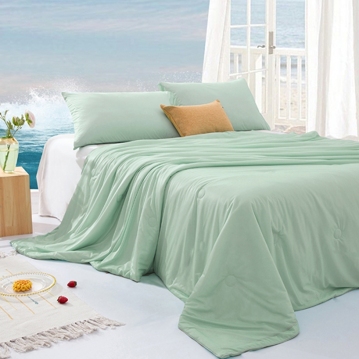 91家纺网 家纺一手货源 找家纺 薇玛仕 2023 新款抗菌冰淇淋夏凉被抑菌夏被空调被 抹茶绿