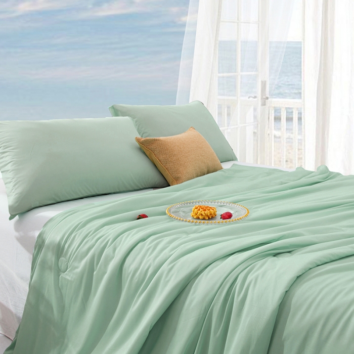 91家纺网 家纺一手货源 找家纺 薇玛仕 2023 新款抗菌冰淇淋夏凉被抑菌夏被空调被 抹茶绿