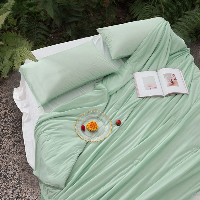 91家纺网 家纺一手货源 找家纺 薇玛仕 2023 新款抗菌冰淇淋夏凉被抑菌夏被空调被 抹茶绿