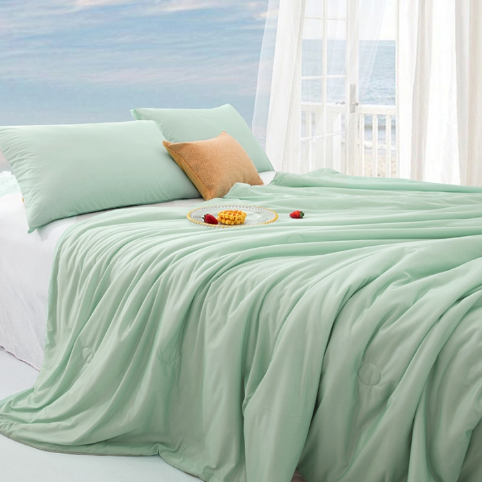 91家纺网 家纺一手货源 找家纺 薇玛仕 2023 新款抗菌冰淇淋夏凉被抑菌夏被空调被 抹茶绿