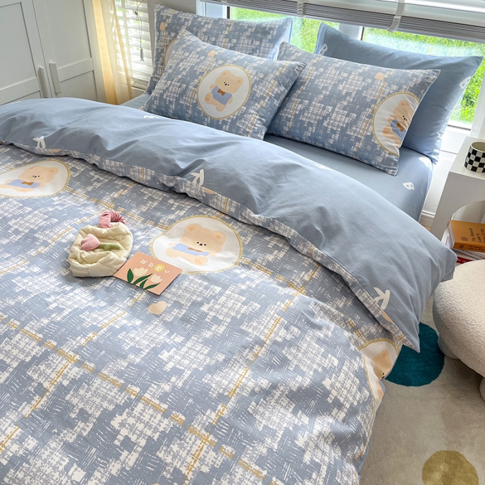 91家纺网 家纺一手货源 找家纺 晨希家居 2022全棉印花13372小清新多规格套件 千鸟熊