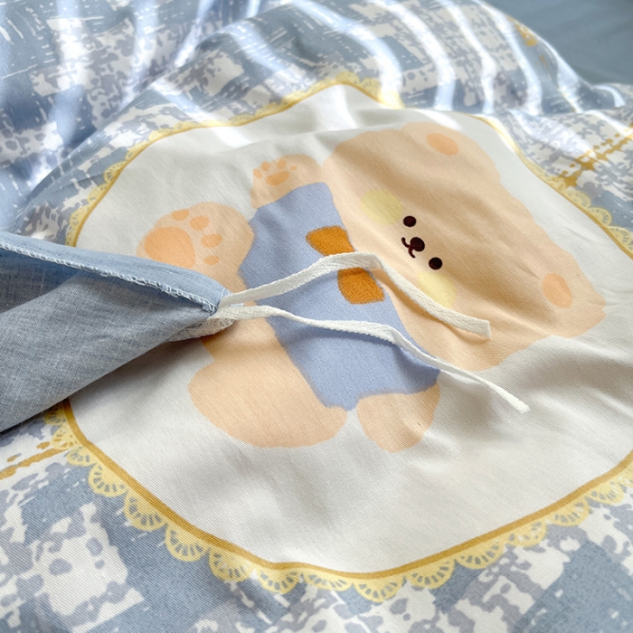 91家纺网 家纺一手货源 找家纺 晨希家居 2022全棉印花13372小清新多规格套件 千鸟熊