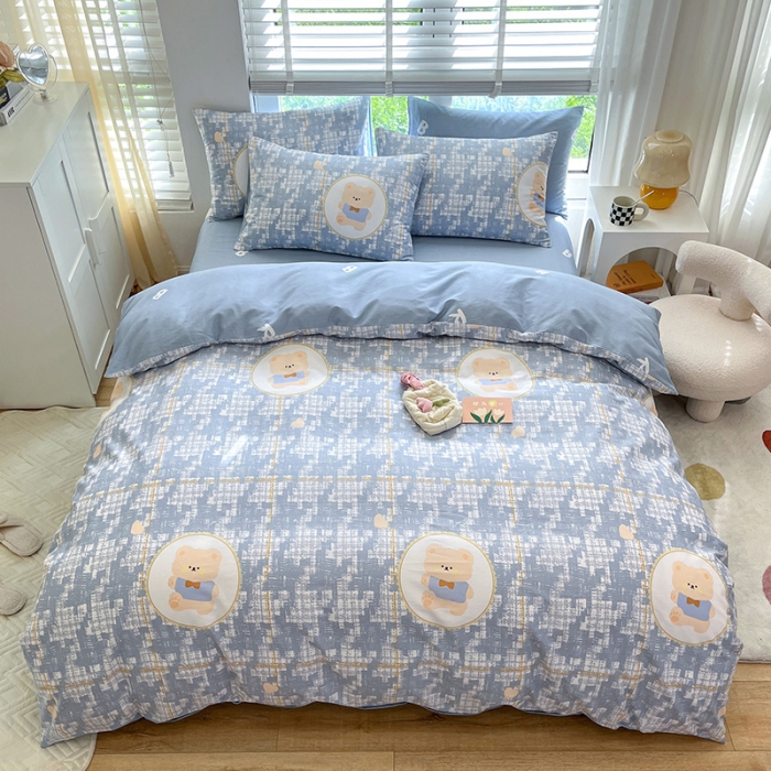 91家纺网 家纺一手货源 找家纺 晨希家居 2022全棉印花13372小清新多规格套件 千鸟熊