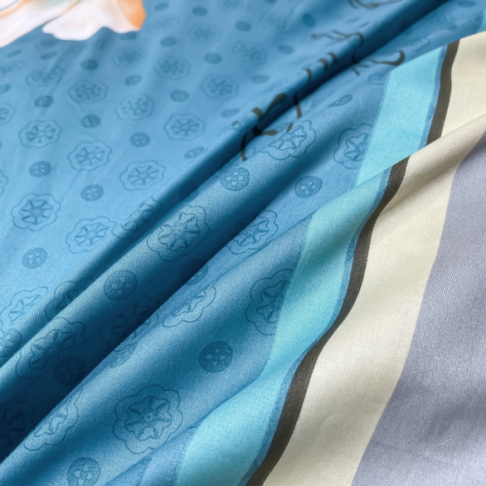 91家纺网 家纺一手货源 找家纺 金爱家 2023新款大版13372全棉花卉系列四件套 赫拉桔