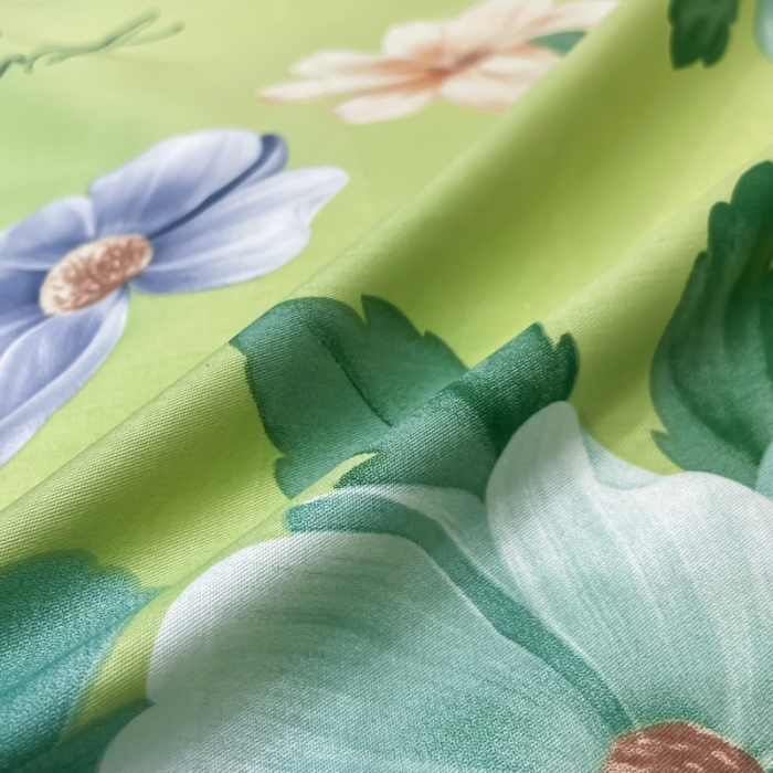 91家纺网 家纺一手货源 找家纺 金爱家2023新款大版13372全棉花卉系列四件套倾世流年绿