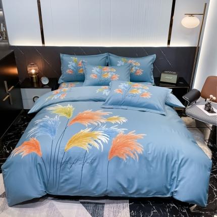 91家纺网 家纺一手货源 找家纺 金爱家2023新款大版13372全棉花卉系列四件套温暖冬日兰