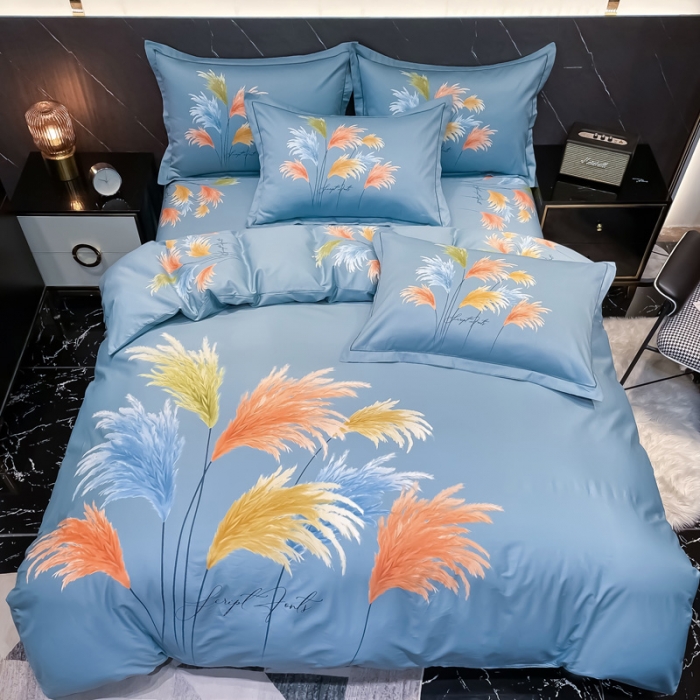 91家纺网 家纺一手货源 找家纺 金爱家2023新款大版13372全棉花卉系列四件套温暖冬日兰