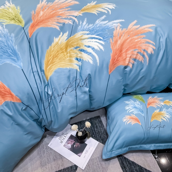 91家纺网 家纺一手货源 找家纺 金爱家2023新款大版13372全棉花卉系列四件套温暖冬日兰