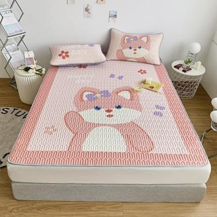 91家纺网 家纺一手货源 找家纺 佰亿莱 2024新款大版乳胶软凉席三件套 宝莉熊-粉
