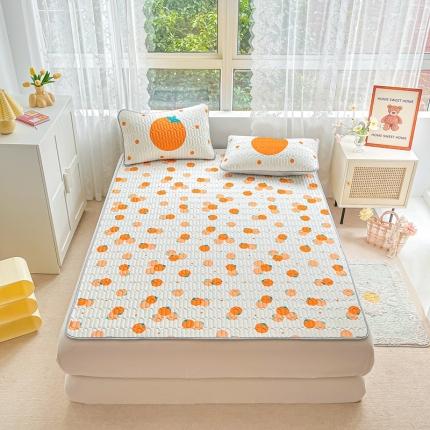 91家纺网 家纺一手货源 找家纺 佰亿莱 2024新款大版乳胶软凉席三件套 甜橘乐园