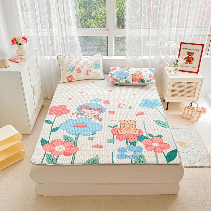 91家纺网 家纺一手货源 找家纺 佰亿莱 2024新款大版乳胶软凉席三件套 宝贝女孩