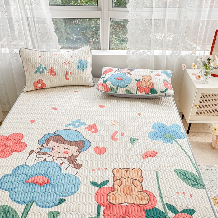 91家纺网 家纺一手货源 找家纺 佰亿莱 2024新款大版乳胶软凉席三件套 宝贝女孩