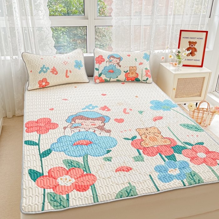 91家纺网 家纺一手货源 找家纺 佰亿莱 2024新款大版乳胶软凉席三件套 宝贝女孩