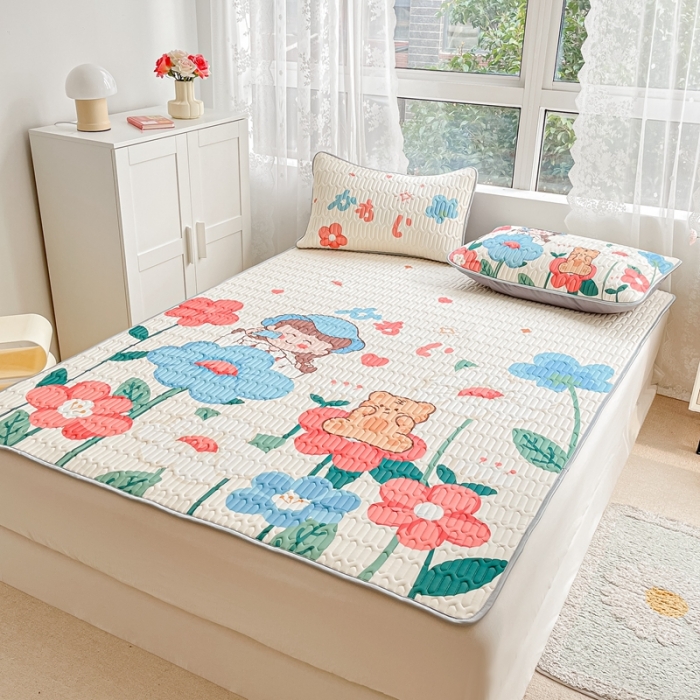 91家纺网 家纺一手货源 找家纺 佰亿莱 2024新款大版乳胶软凉席三件套 宝贝女孩