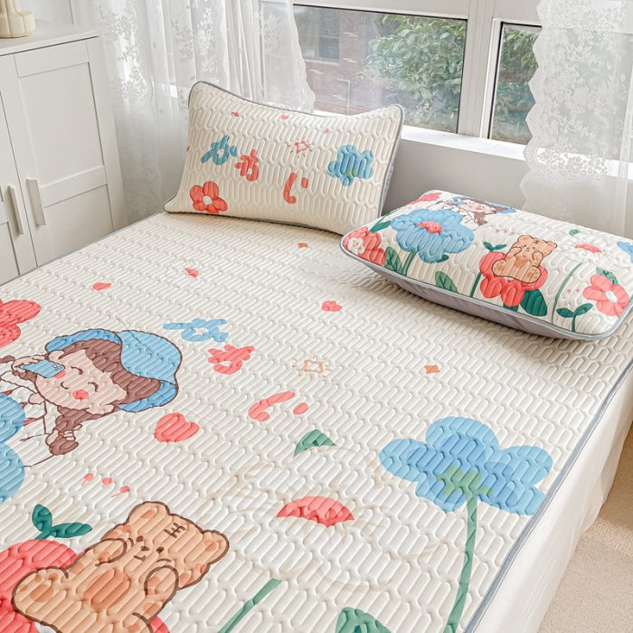 91家纺网 家纺一手货源 找家纺 佰亿莱 2024新款大版乳胶软凉席三件套 宝贝女孩