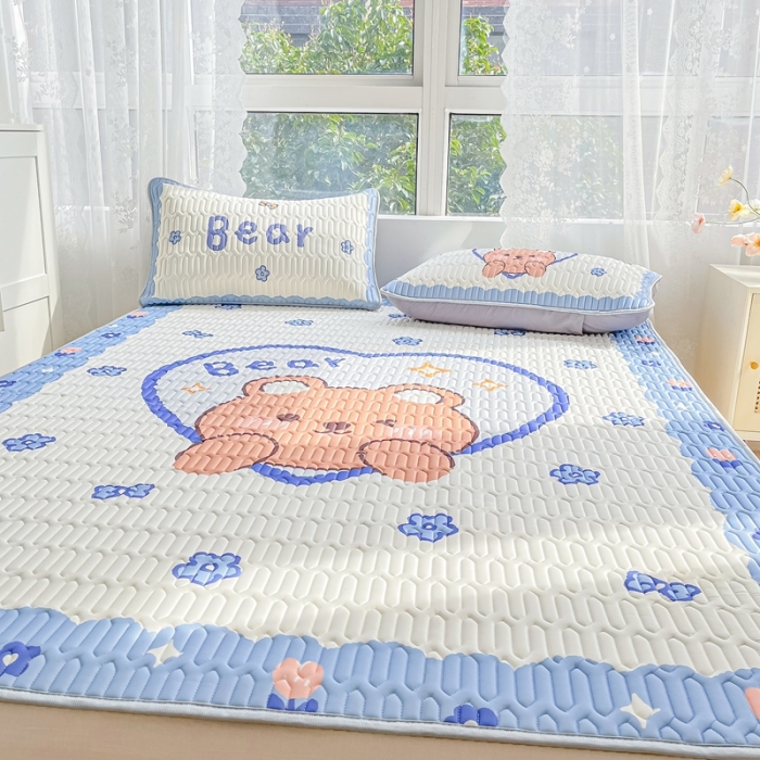 91家纺网 家纺一手货源 找家纺 佰亿莱 2024新款大版乳胶软凉席三件套 比尔的熊