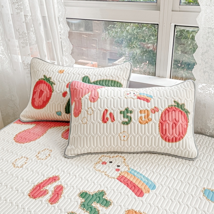 91家纺网 家纺一手货源 找家纺 佰亿莱 2024新款大版乳胶软凉席三件套 大草莓