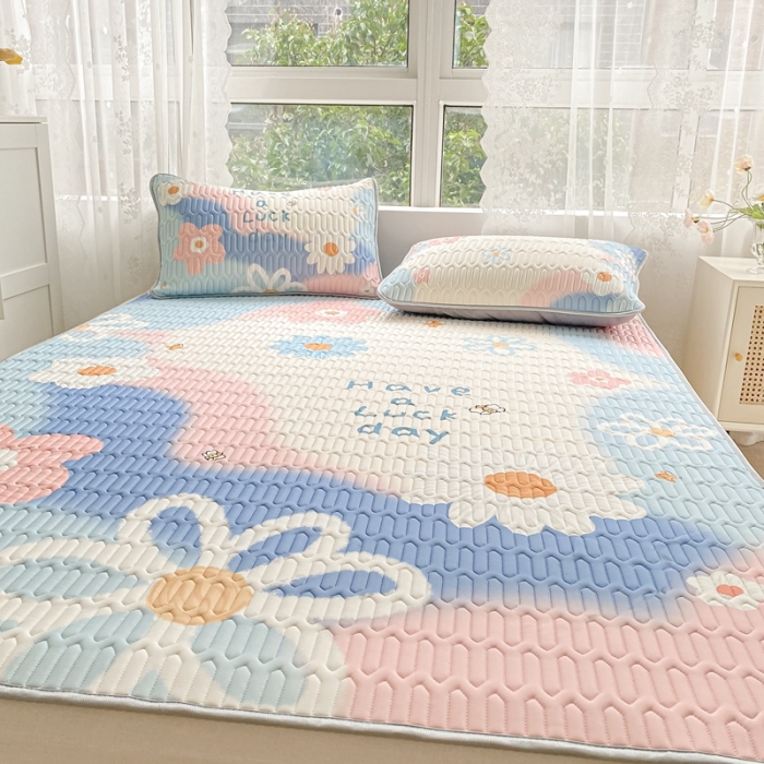 91家纺网 家纺一手货源 找家纺 佰亿莱 2024新款大版乳胶软凉席三件套 清新夏日