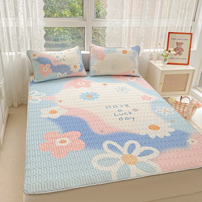 91家纺网 家纺一手货源 找家纺 佰亿莱 2024新款大版乳胶软凉席三件套 清新夏日