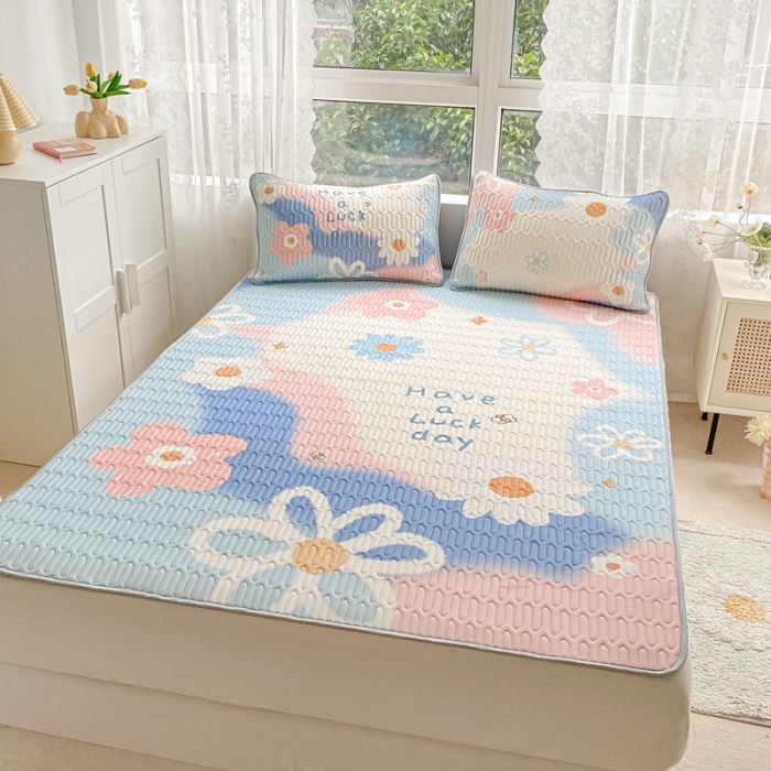 91家纺网 家纺一手货源 找家纺 佰亿莱 2024新款大版乳胶软凉席三件套 清新夏日