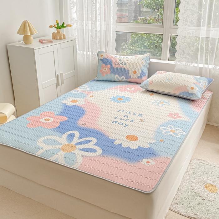 91家纺网 家纺一手货源 找家纺 佰亿莱 2024新款大版乳胶软凉席三件套 清新夏日