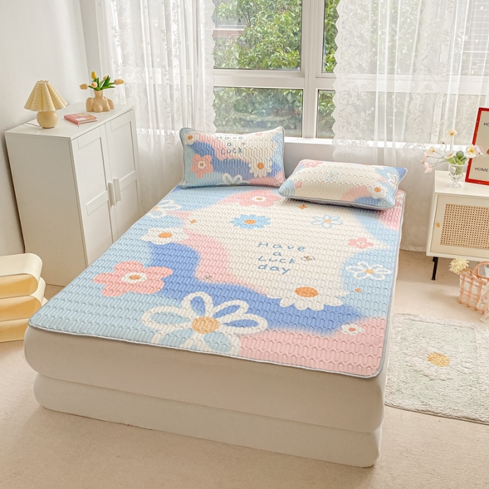 91家纺网 家纺一手货源 找家纺 佰亿莱 2024新款大版乳胶软凉席三件套 清新夏日