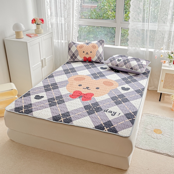 91家纺网 家纺一手货源 找家纺 佰亿莱 2024新款大版乳胶软凉席三件套 绅士小熊