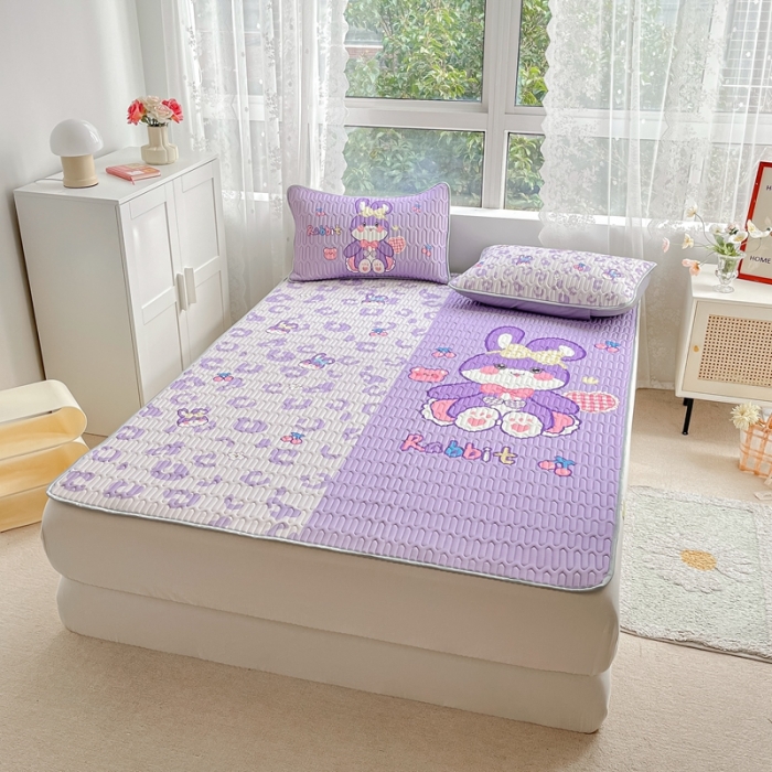 91家纺网 家纺一手货源 找家纺 佰亿莱 2024新款大版乳胶软凉席三件套 双拼小兔