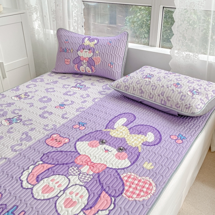 91家纺网 家纺一手货源 找家纺 佰亿莱 2024新款大版乳胶软凉席三件套 双拼小兔