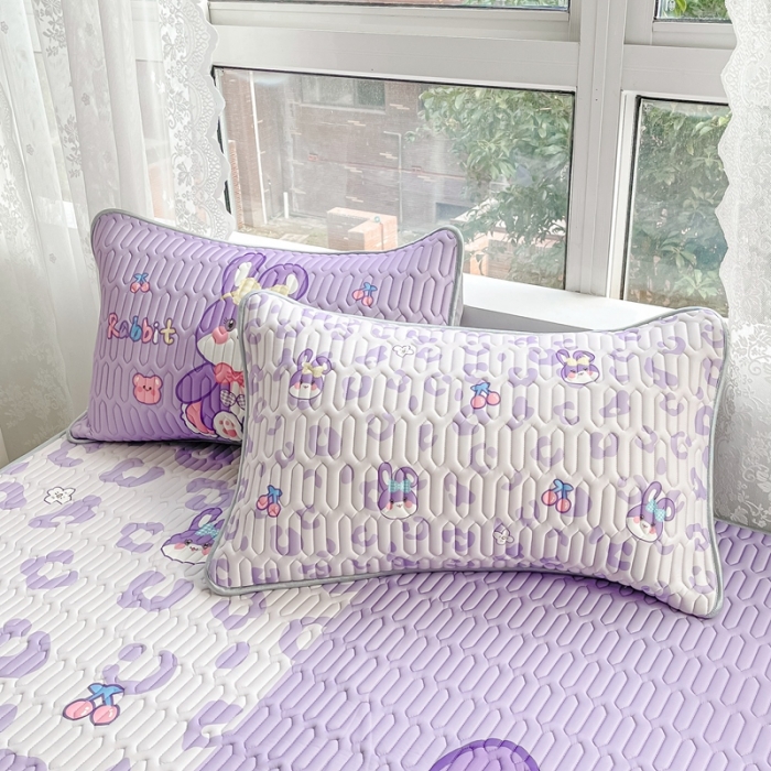 91家纺网 家纺一手货源 找家纺 佰亿莱 2024新款大版乳胶软凉席三件套 双拼小兔