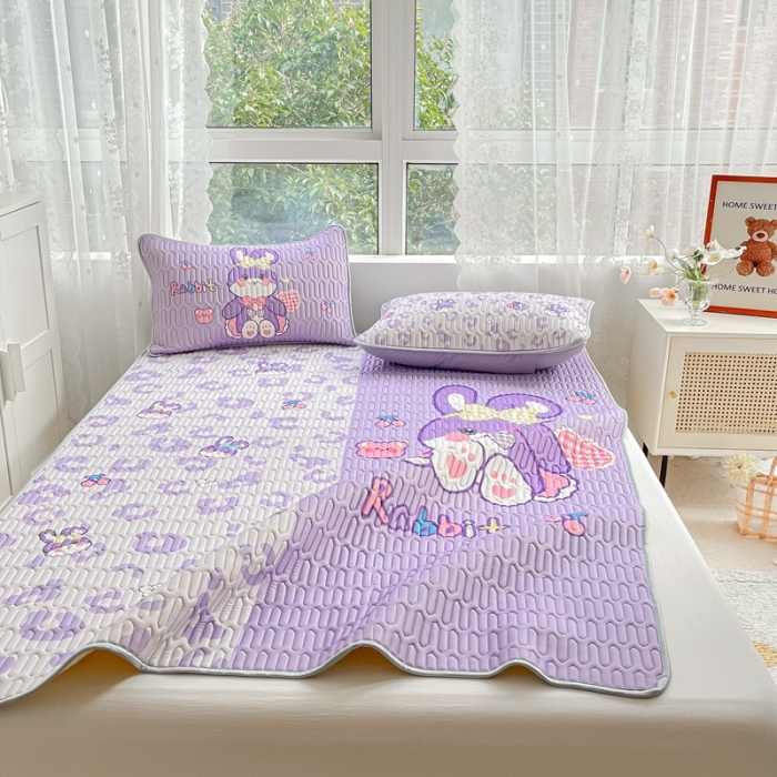 91家纺网 家纺一手货源 找家纺 佰亿莱 2024新款大版乳胶软凉席三件套 双拼小兔