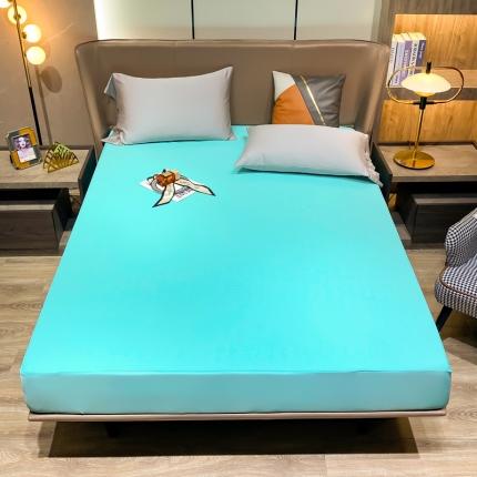 91家纺网 家纺一手货源 找家纺 海虹蚊帐 2022新款凉感丝防水床笠 浅绿