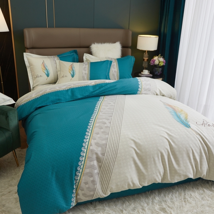 91家纺网 家纺一手货源 找家纺 惠居家 2022新款大版喷气印花四件套 浮羽