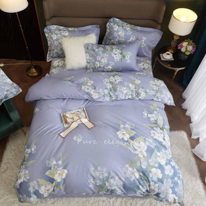 91家纺网 家纺一手货源 找家纺 惠居家 2022新款大版喷气印花四件套 海瑟薇-紫