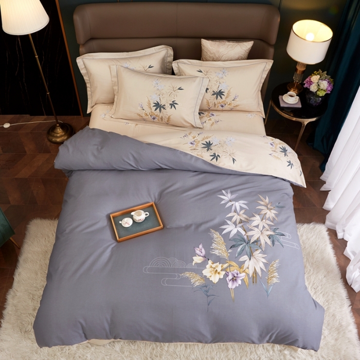 91家纺网 家纺一手货源 找家纺 惠居家 2022新款大版喷气印花四件套 莱茵春色