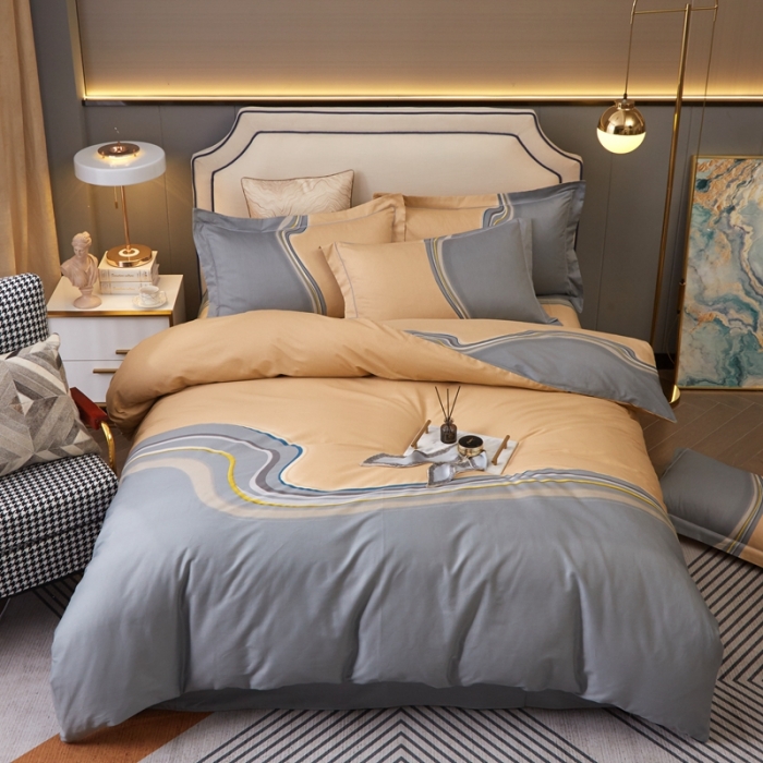 91家纺网 家纺一手货源 找家纺 惠居家 2022新款大版喷气印花四件套 兰卡斯-咖