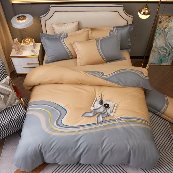 91家纺网 家纺一手货源 找家纺 惠居家 2022新款大版喷气印花四件套 兰卡斯-咖