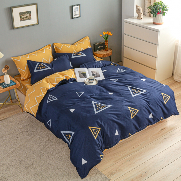 91家纺网 家纺一手货源 找家纺 雅阁尔家纺 2022新款活性芦荟棉四件套 旋转三角