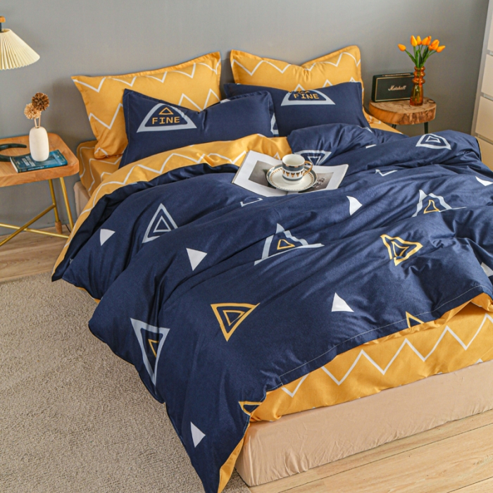 91家纺网 家纺一手货源 找家纺 雅阁尔家纺 2022新款活性芦荟棉四件套 旋转三角