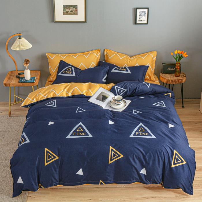 91家纺网 家纺一手货源 找家纺 雅阁尔家纺 2022新款活性芦荟棉四件套 旋转三角