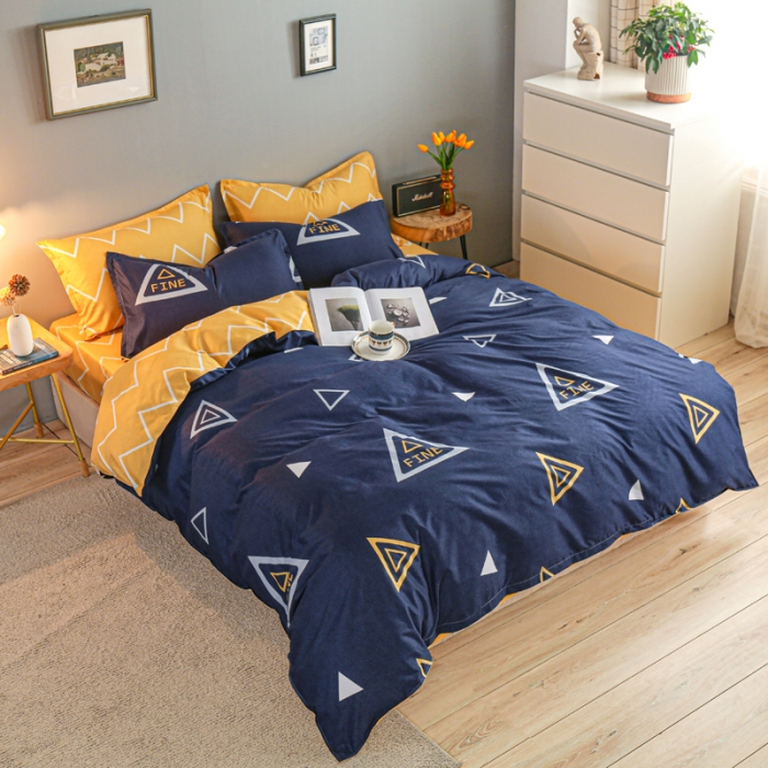 91家纺网 家纺一手货源 找家纺 雅阁尔家纺 2022新款活性芦荟棉四件套 旋转三角