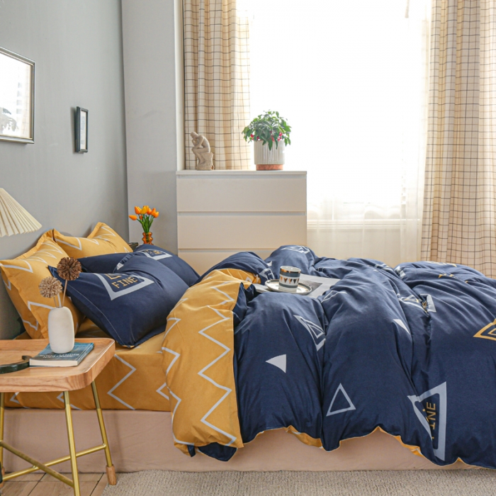 91家纺网 家纺一手货源 找家纺 雅阁尔家纺 2022新款活性芦荟棉四件套 旋转三角