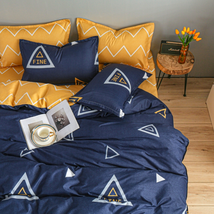 91家纺网 家纺一手货源 找家纺 雅阁尔家纺 2022新款活性芦荟棉四件套 旋转三角