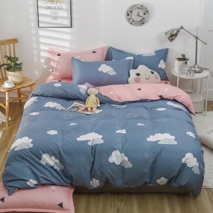 91家纺网 家纺一手货源 找家纺 雅阁尔家纺 2022新款活性芦荟棉四件套 烟云