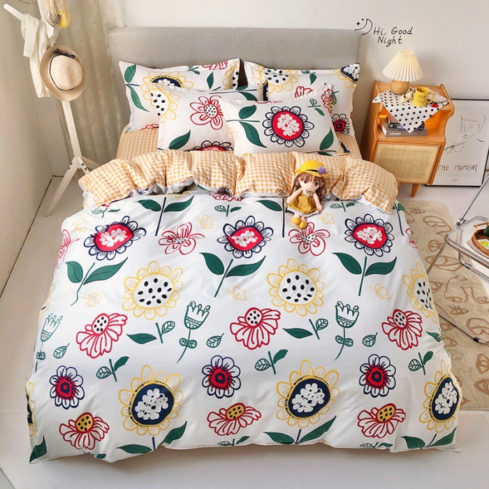 91家纺网 家纺一手货源 找家纺 雅阁尔家纺 2022新款活性芦荟棉四件套 印象-黄