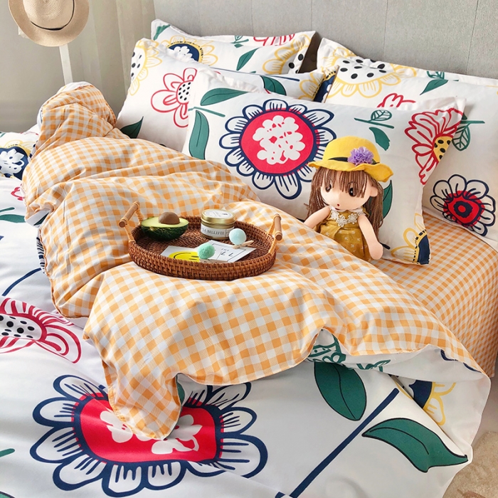 91家纺网 家纺一手货源 找家纺 雅阁尔家纺 2022新款活性芦荟棉四件套 印象-黄