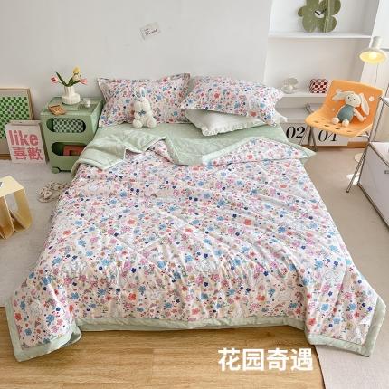 91家纺网 家纺一手货源 找家纺 BOSS 2024新款小清新斜纹全棉夏被 花园奇遇