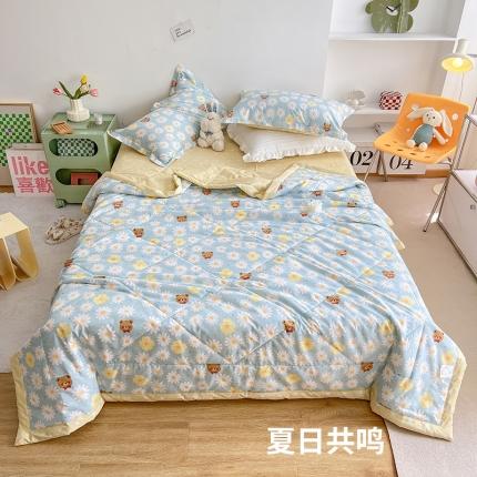 91家纺网 家纺一手货源 找家纺 BOSS 2024新款小清新斜纹全棉夏被 夏日共鸣