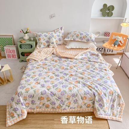 91家纺网 家纺一手货源 找家纺 BOSS 2024新款小清新斜纹全棉夏被 香草物语